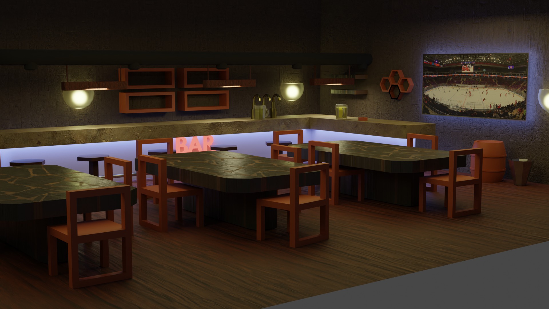 Bar  Pub 2  Low-poly 3D model_2