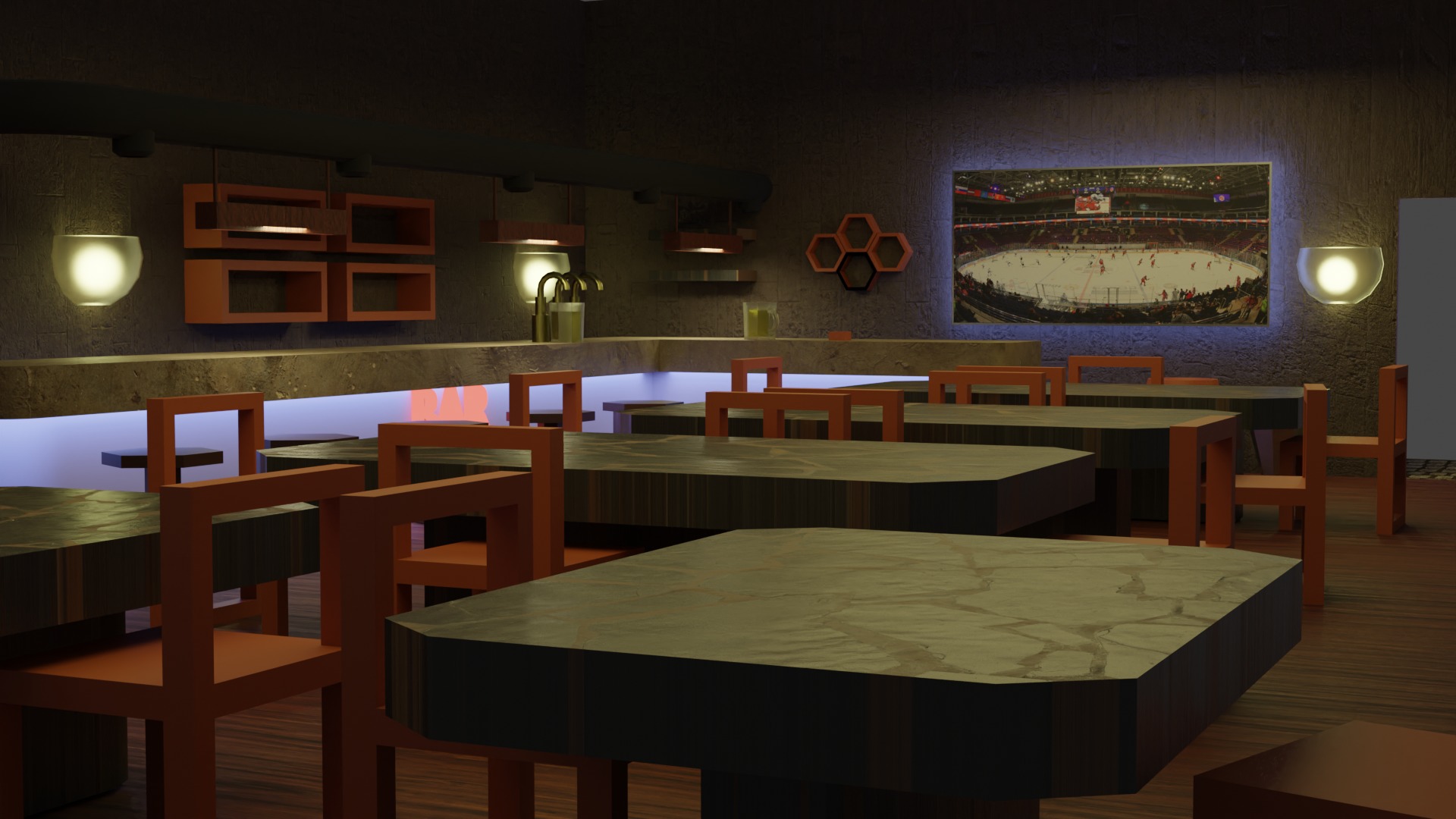 Bar  Pub 2  Low-poly 3D model_3