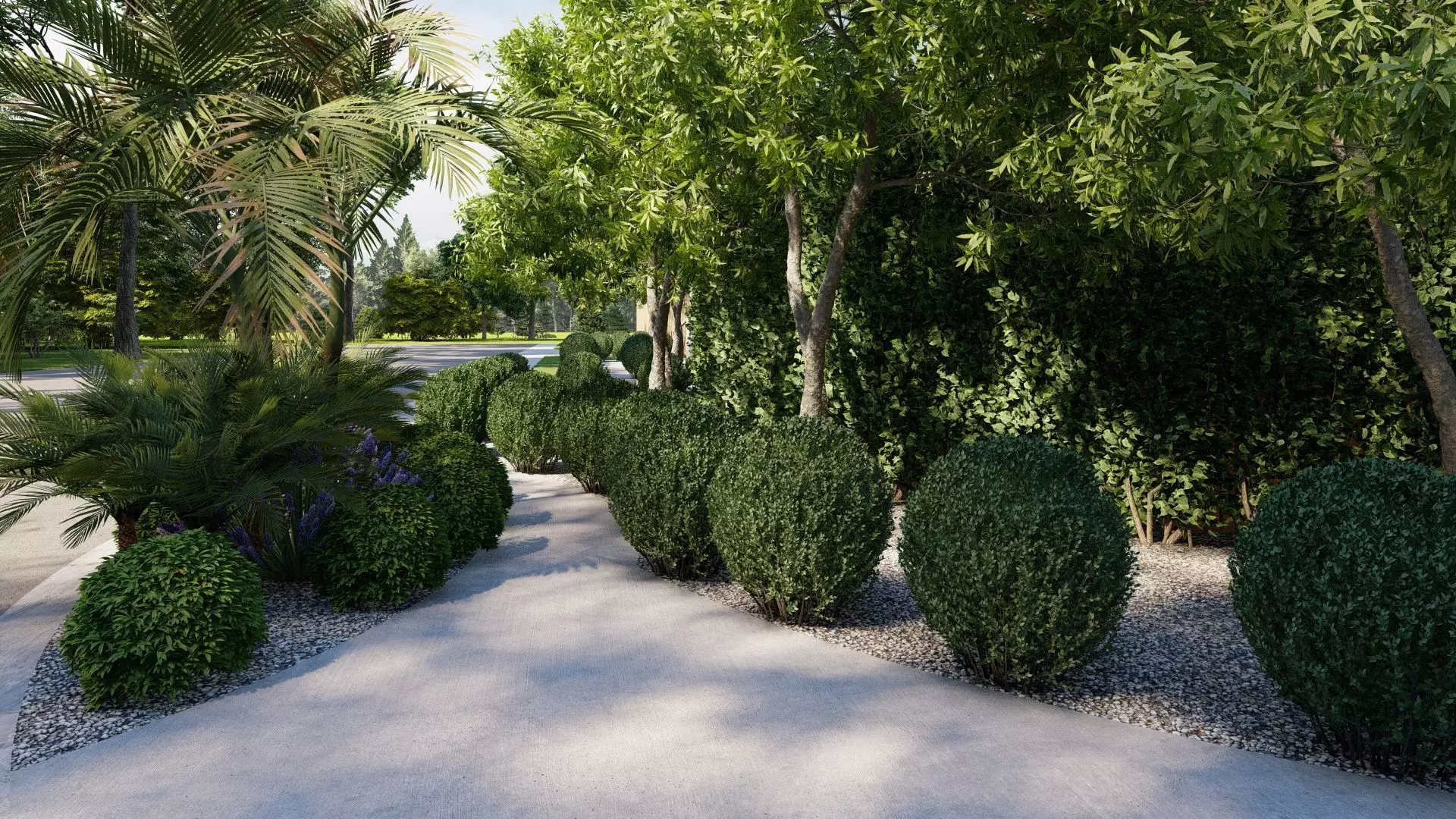 3D Exterior Scene 3D model design garden and landscape Free 3D model