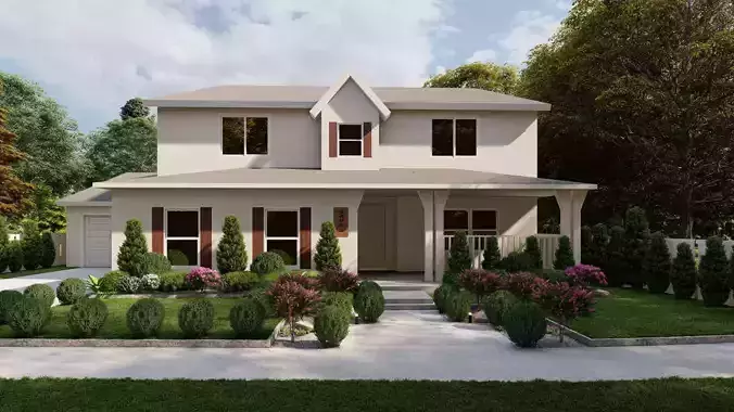 3D Exterior Scene 3D model design garden and landscape