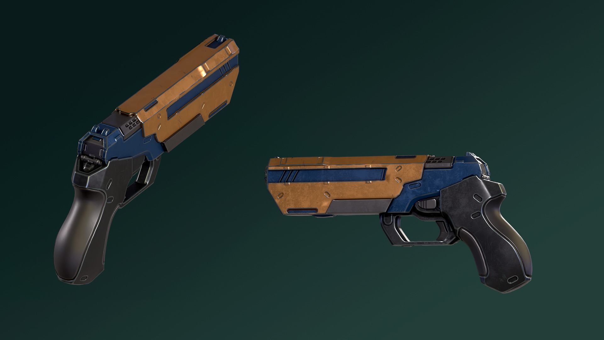 Sci-fi Pistol Low-poly 3D model_3