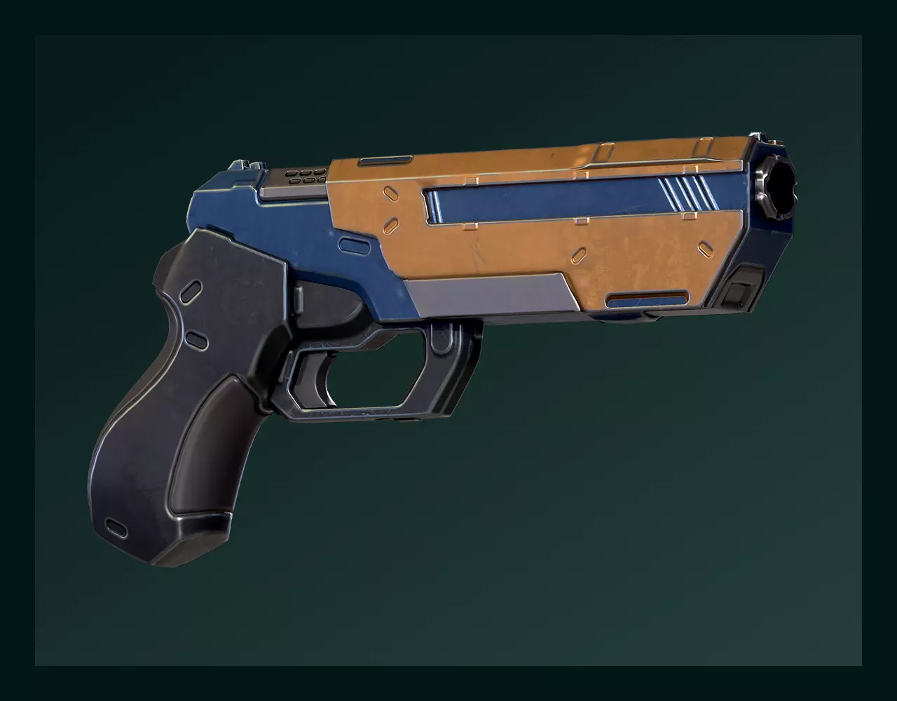 Sci-fi Pistol Low-poly 3D model_0