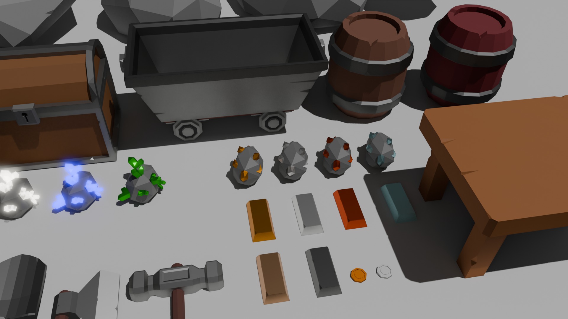 Low-Poly Medieval Mining Assets Low-poly 3D model_2