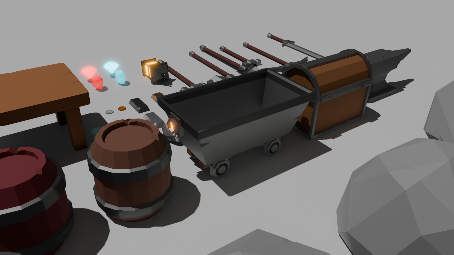 Low-Poly Medieval Mining Assets Low-poly 3D model_6