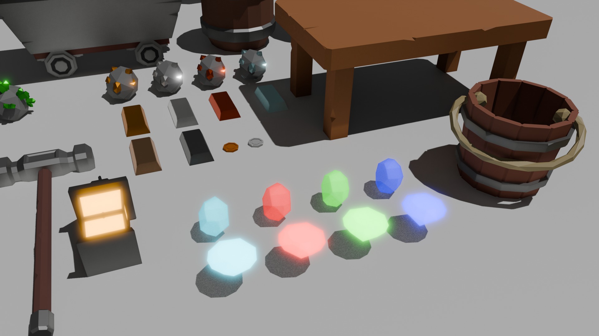 Low-Poly Medieval Mining Assets Low-poly 3D model_4