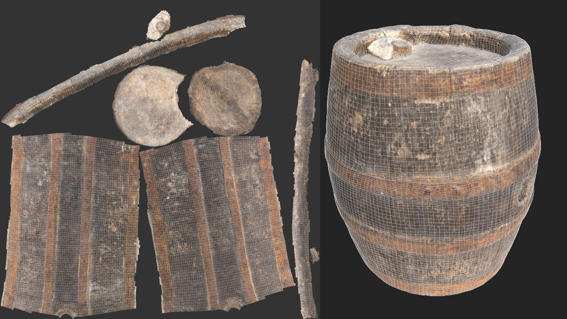 Barrel old Oak Low-poly 3D model_6