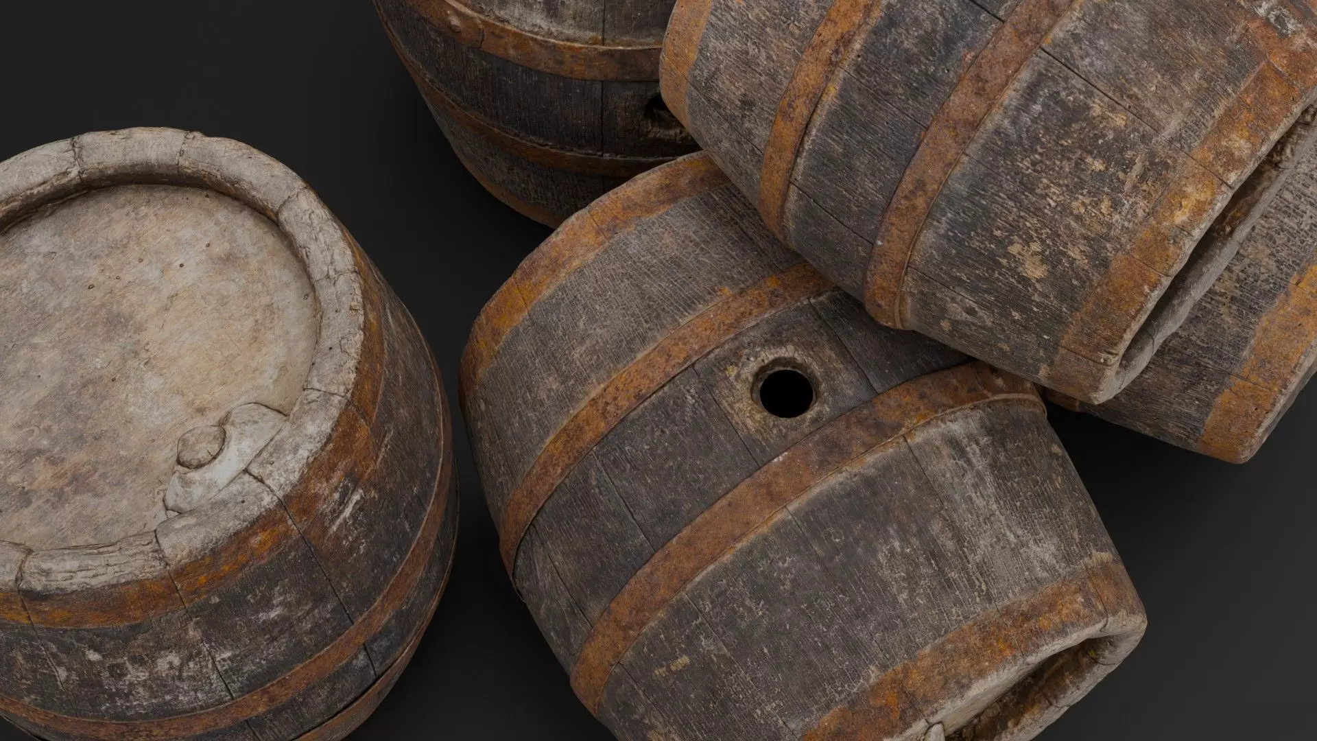 Barrel old Oak Low-poly 3D model_3