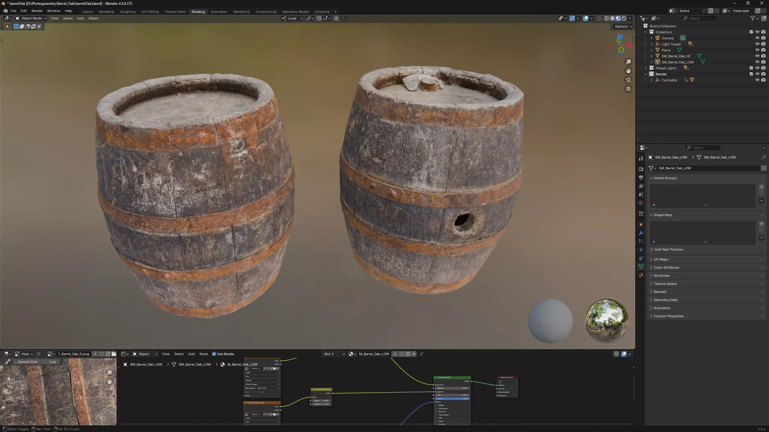 Barrel old Oak Low-poly 3D model_4