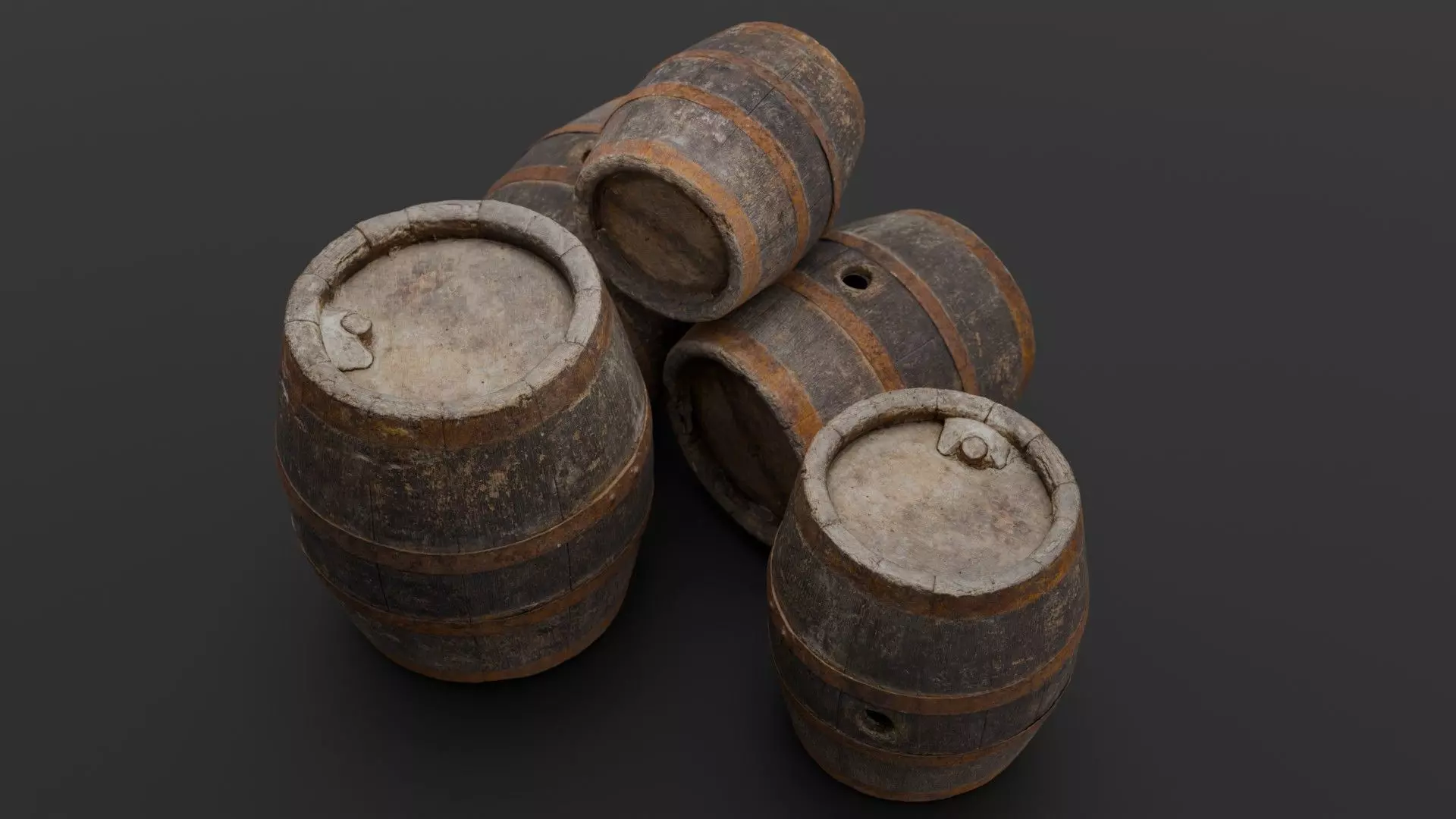Barrel old Oak Low-poly 3D model_2