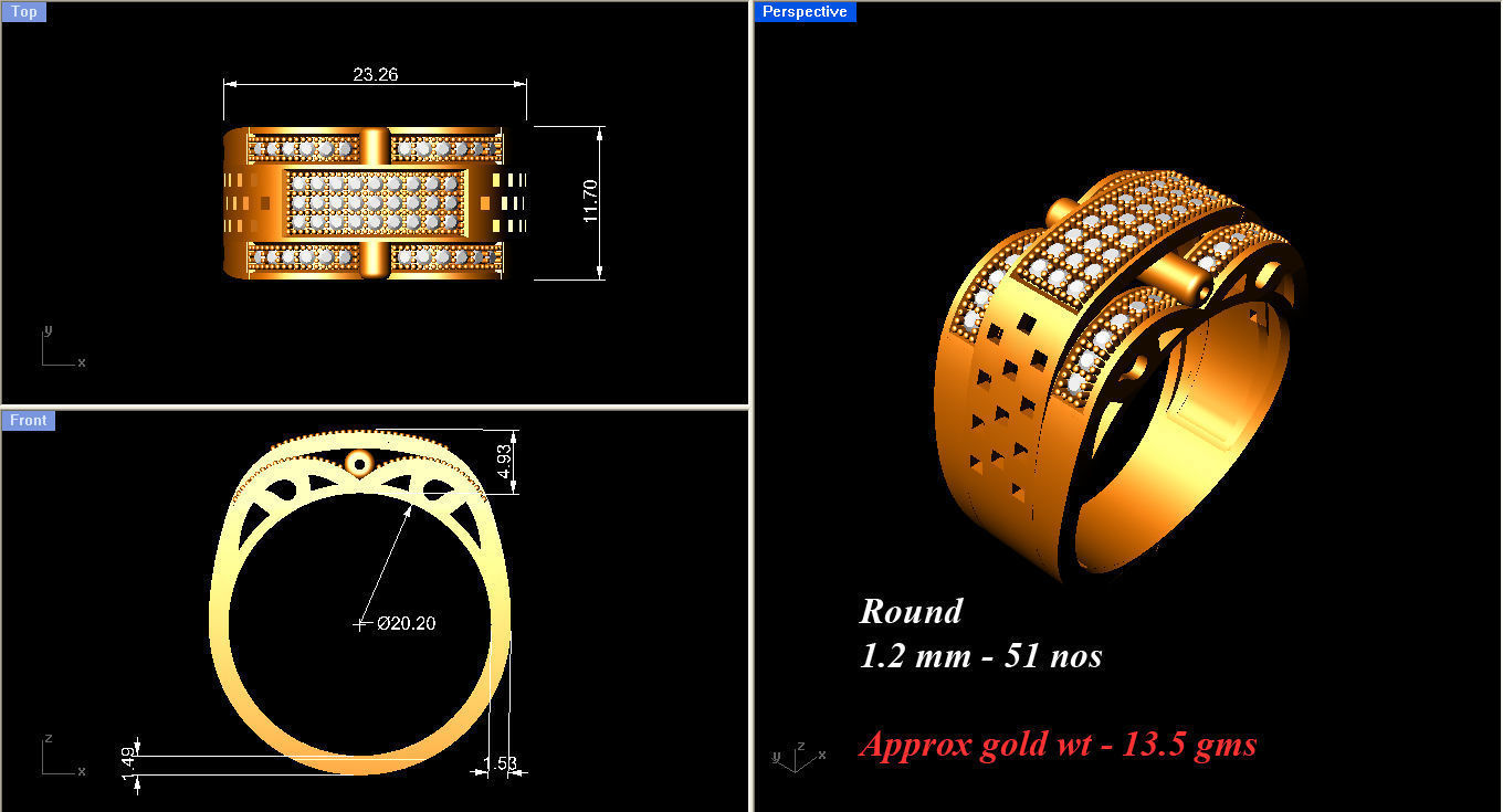 Mens Ring  Render 3dm STL OBJ FBX Details 3D print model_8