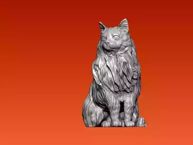 Adorable tabby cat model - statue - 3D print