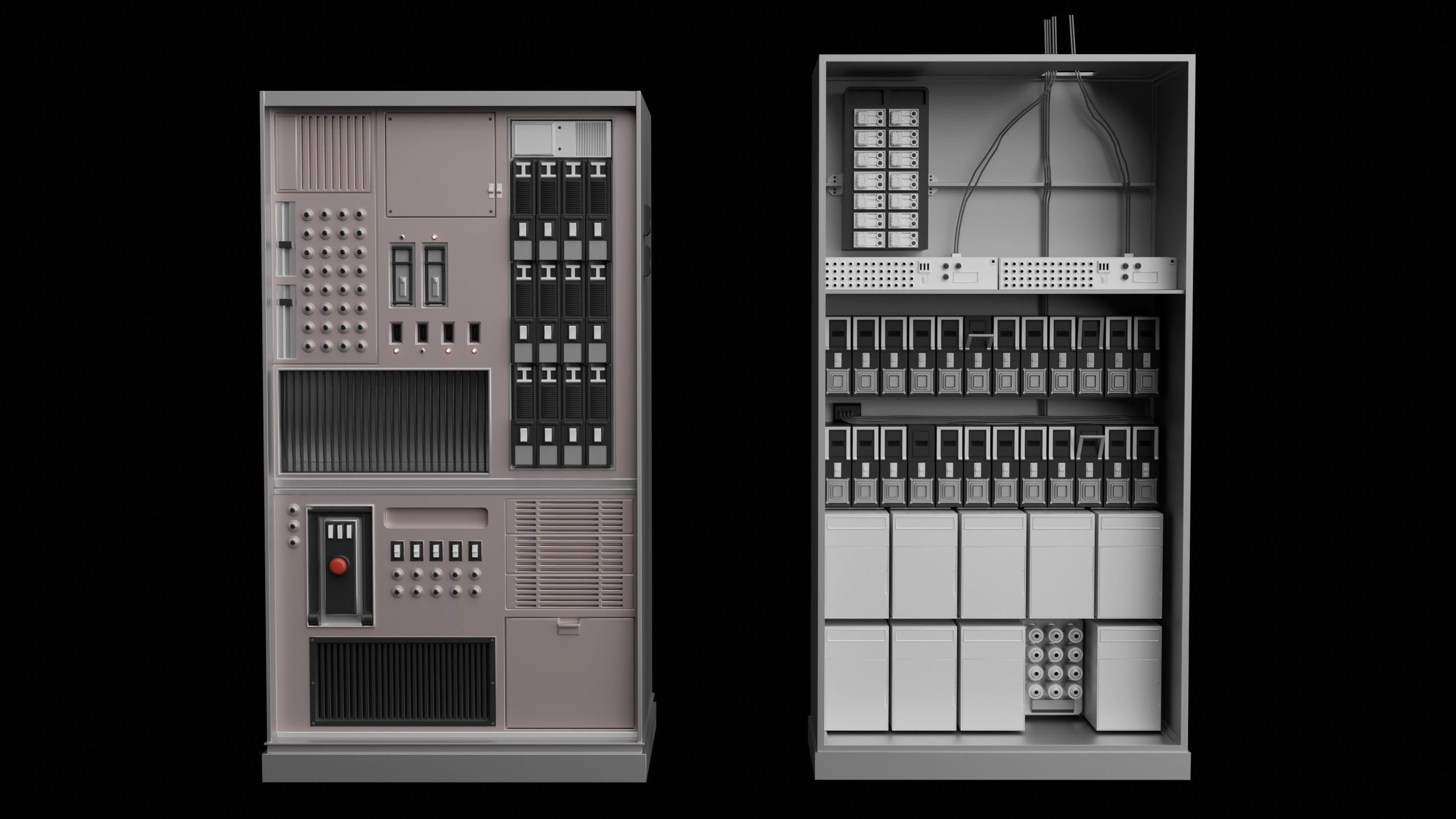 Retro Sci-Fi Computers Terminal Control Panel KIT 10 models 3D model_5