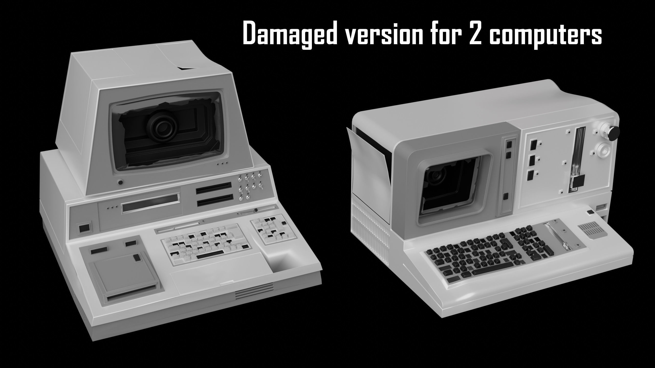 Retro Sci-Fi Computers Terminal Control Panel KIT 10 models 3D model_6