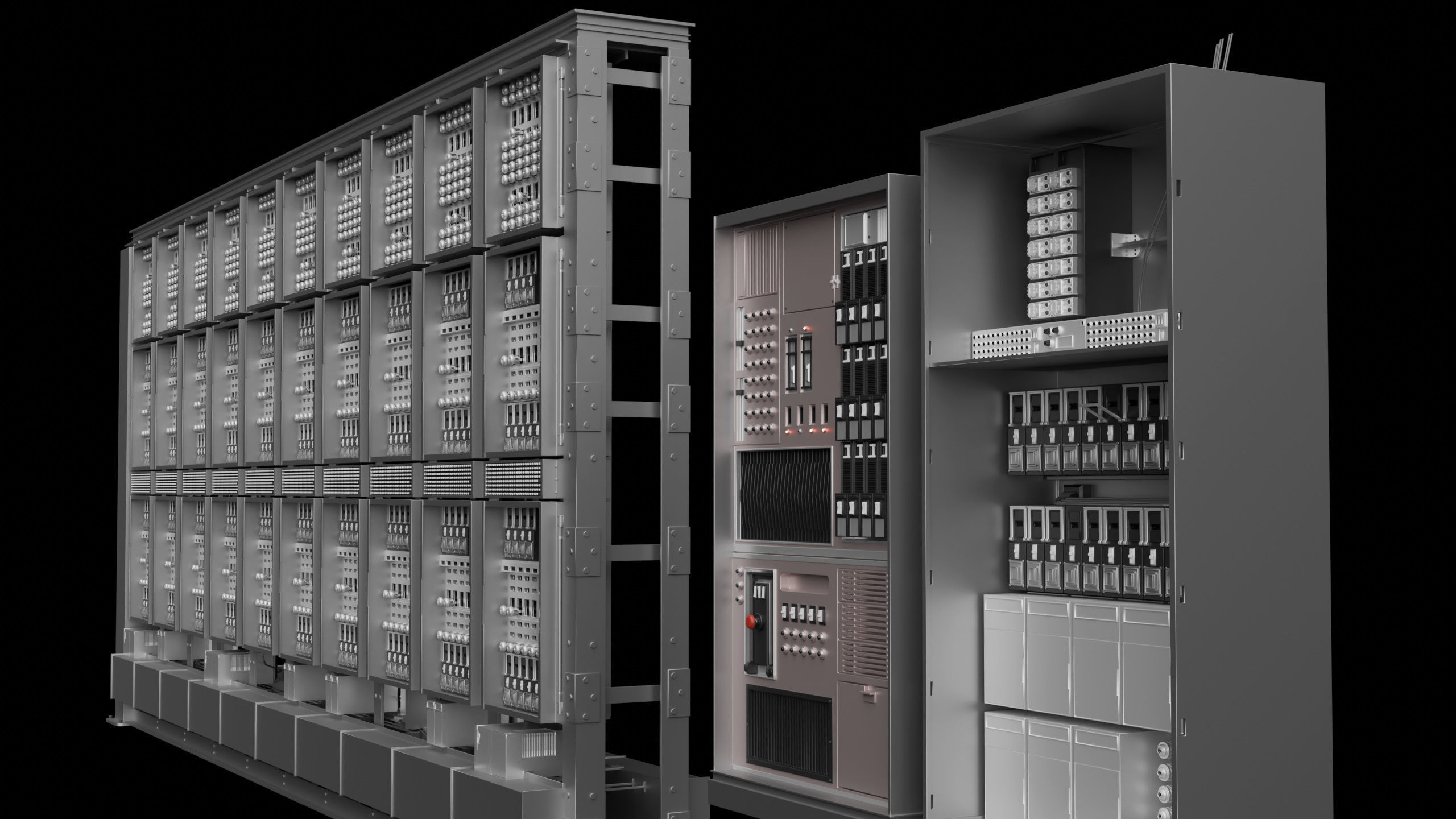 Retro Sci-Fi Computers Terminal Control Panel KIT 10 models 3D model_1