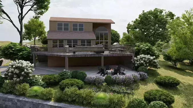 3D Exterior Scene 3D model design garden and landscape 