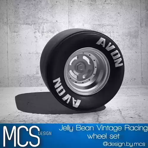 15inch Vintage Racing Wheels Jelly Bean x3 offsets with Tires 3D print model