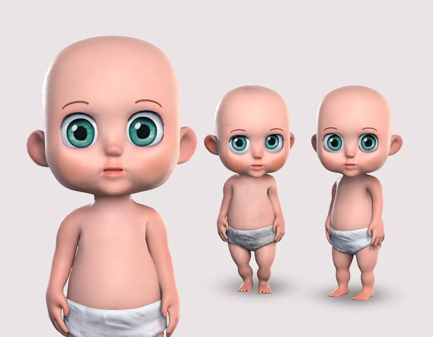 Cartoon Baby - Stylized 3D Model Poor and Normal Skins Low-poly 3D model
