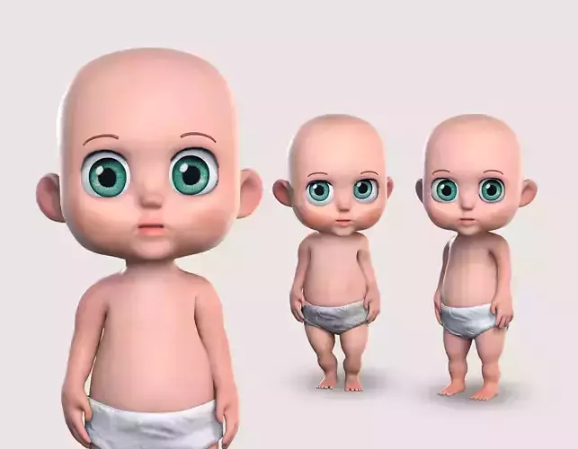 Cartoon Baby - Stylized 3D Model Poor and Normal Skins