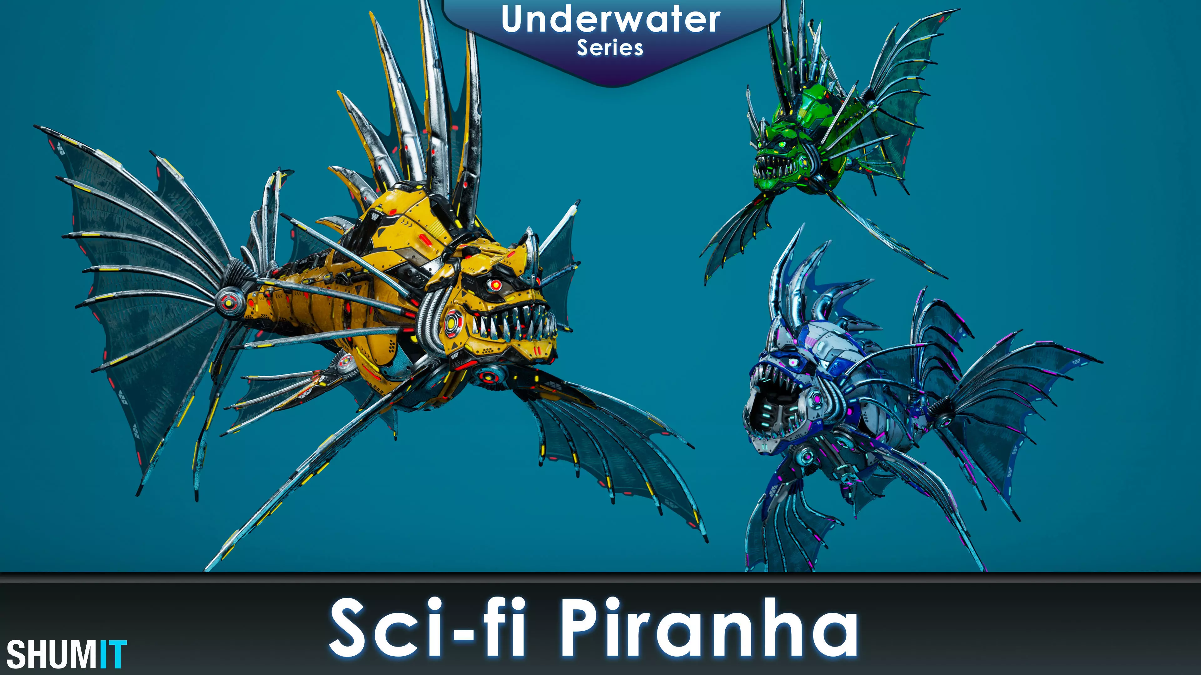 Sci-Fi Piranha Low-poly 3D model_0