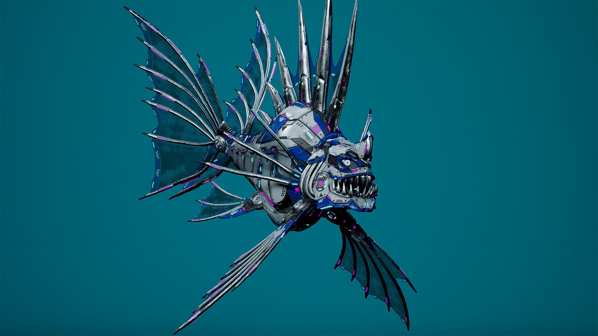 Sci-Fi Piranha Low-poly 3D model_11