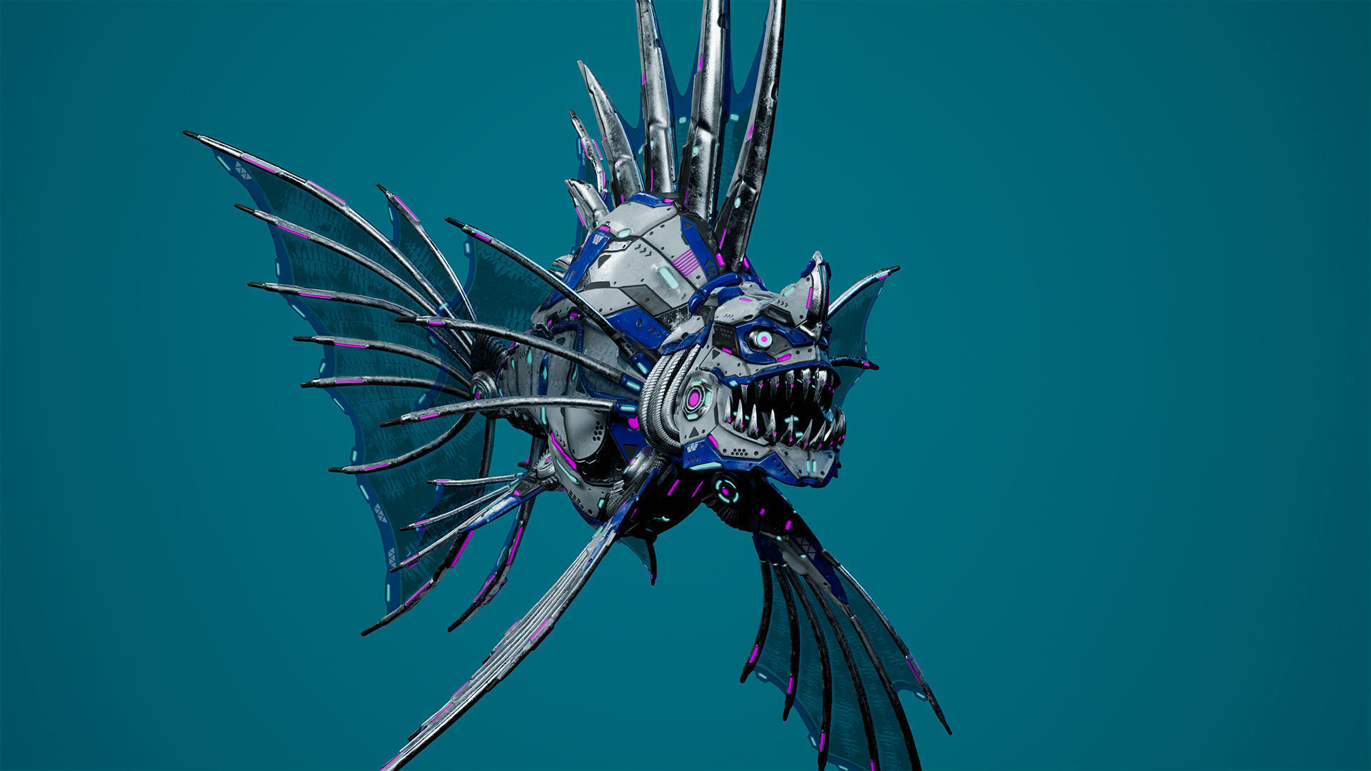 Sci-Fi Piranha Low-poly 3D model_8