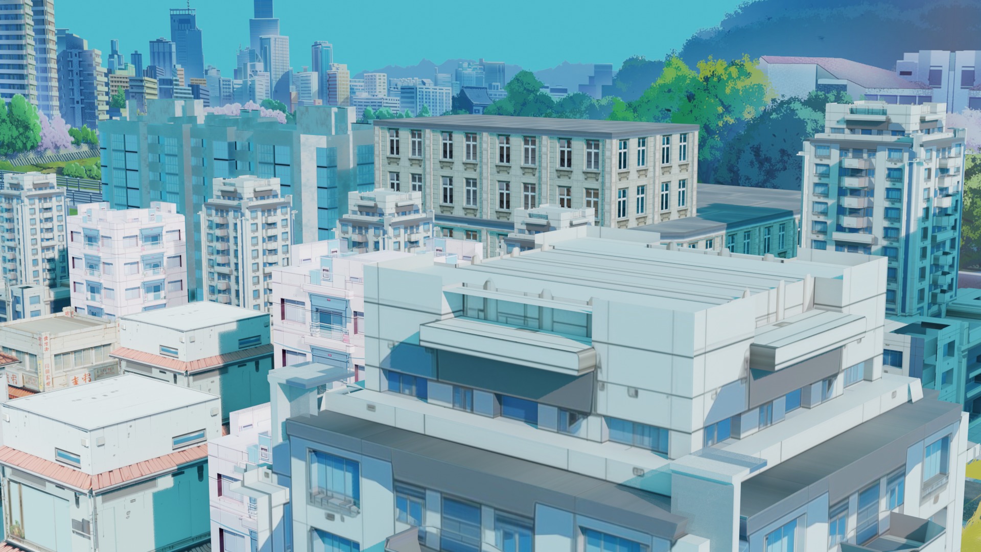 Anime neighbourhood - anime city - anime buildings 3D model_3