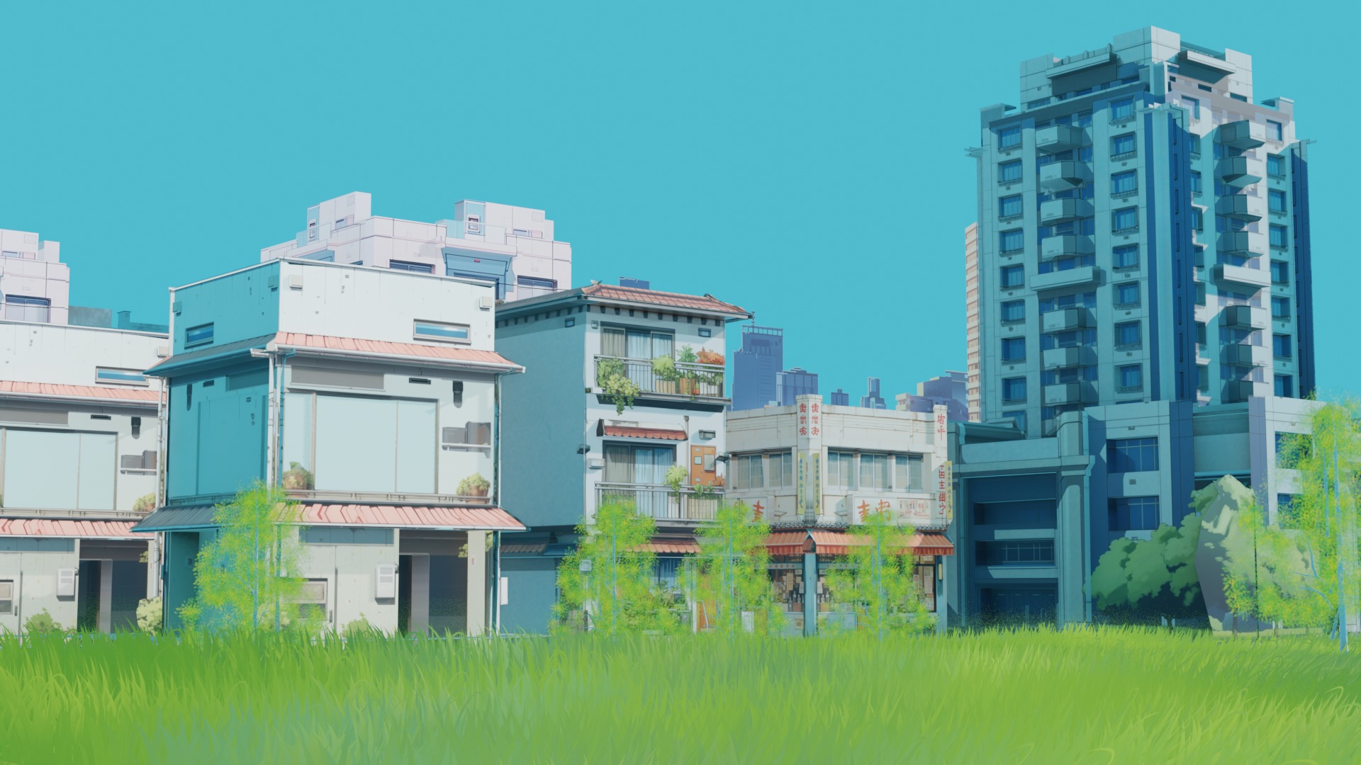 Anime neighbourhood - anime city - anime buildings 3D model_2