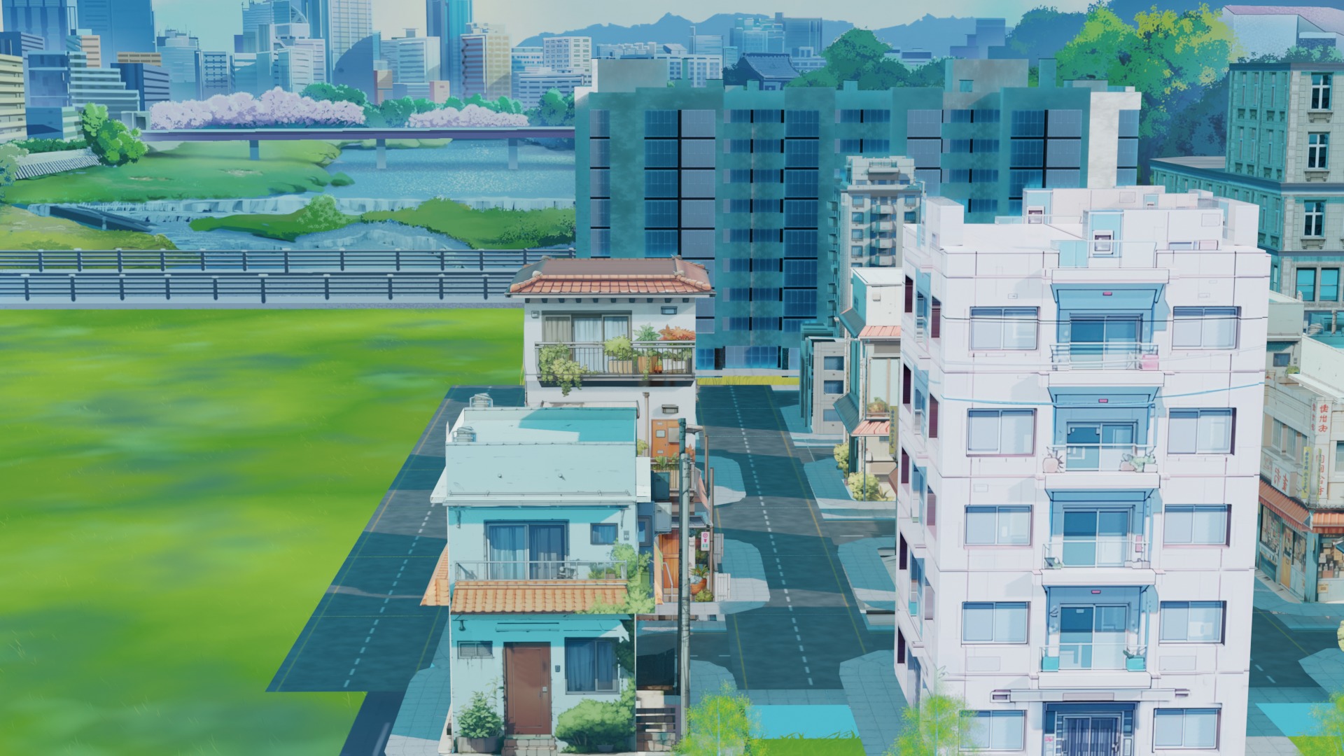 Anime neighbourhood - anime city - anime buildings 3D model_8