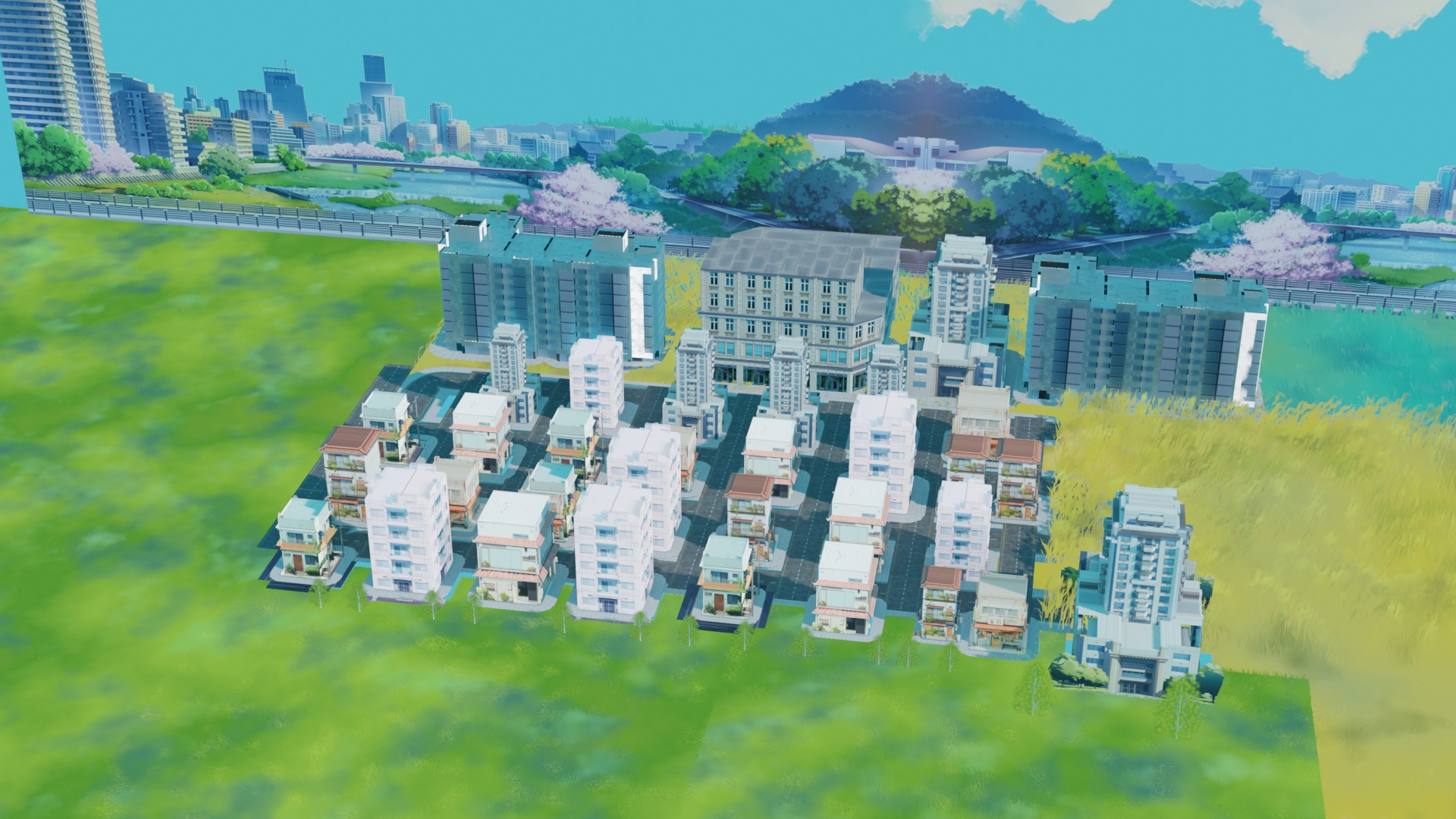 Anime neighbourhood - anime city - anime buildings 3D model_9