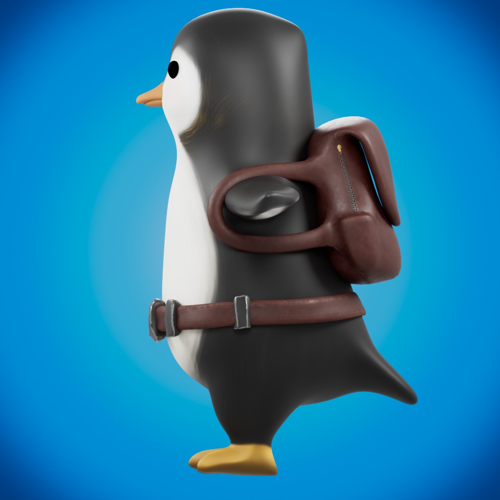 Traveling Penguin Low-poly 3D model_4