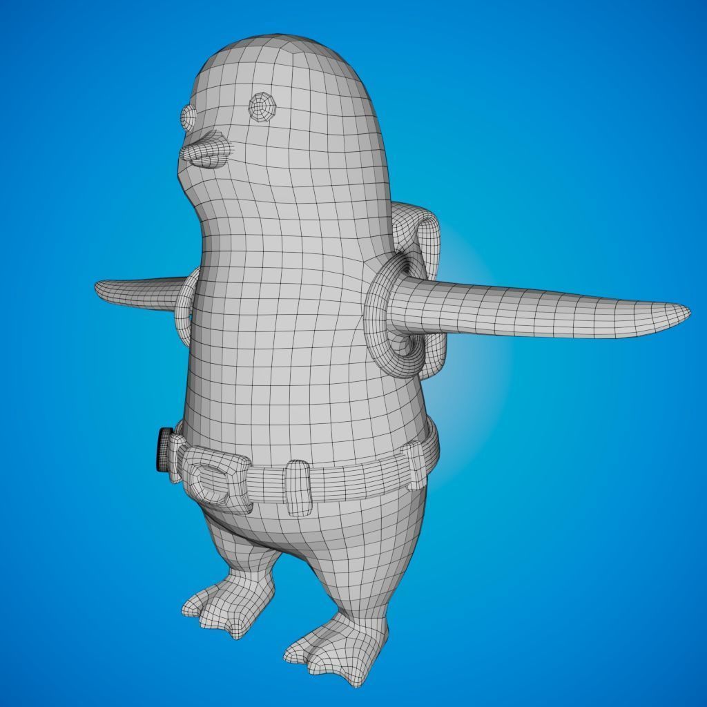 Traveling Penguin Low-poly 3D model_1