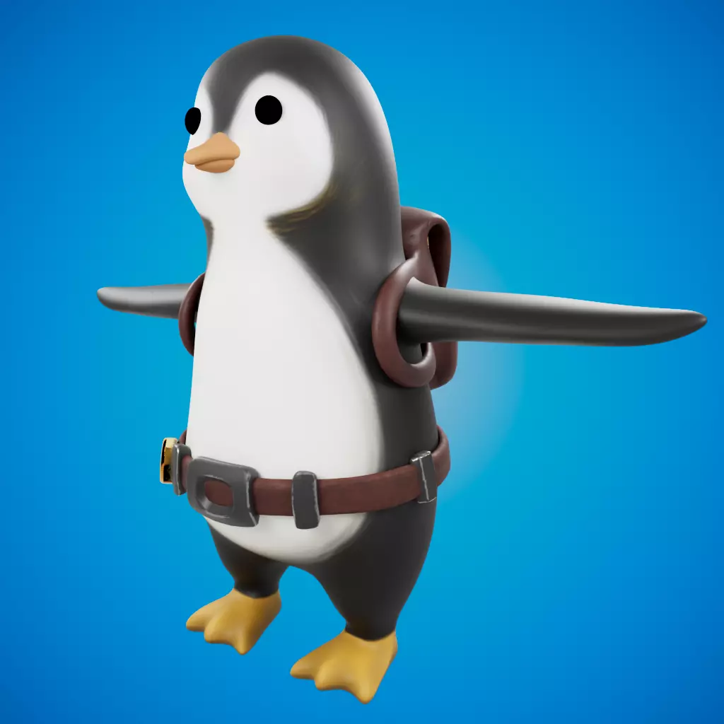 Traveling Penguin Low-poly 3D model_0