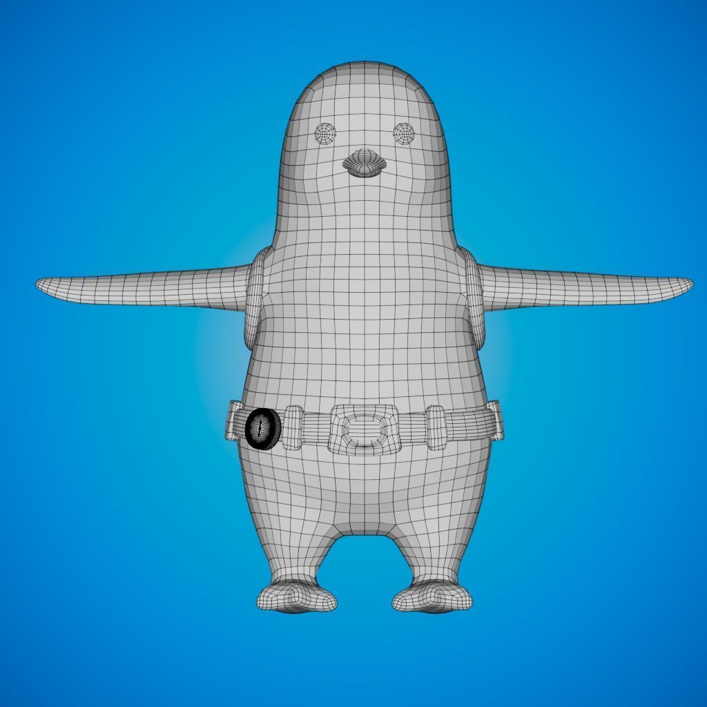 Traveling Penguin Low-poly 3D model_3