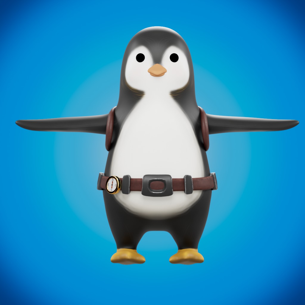 Traveling Penguin Low-poly 3D model_2