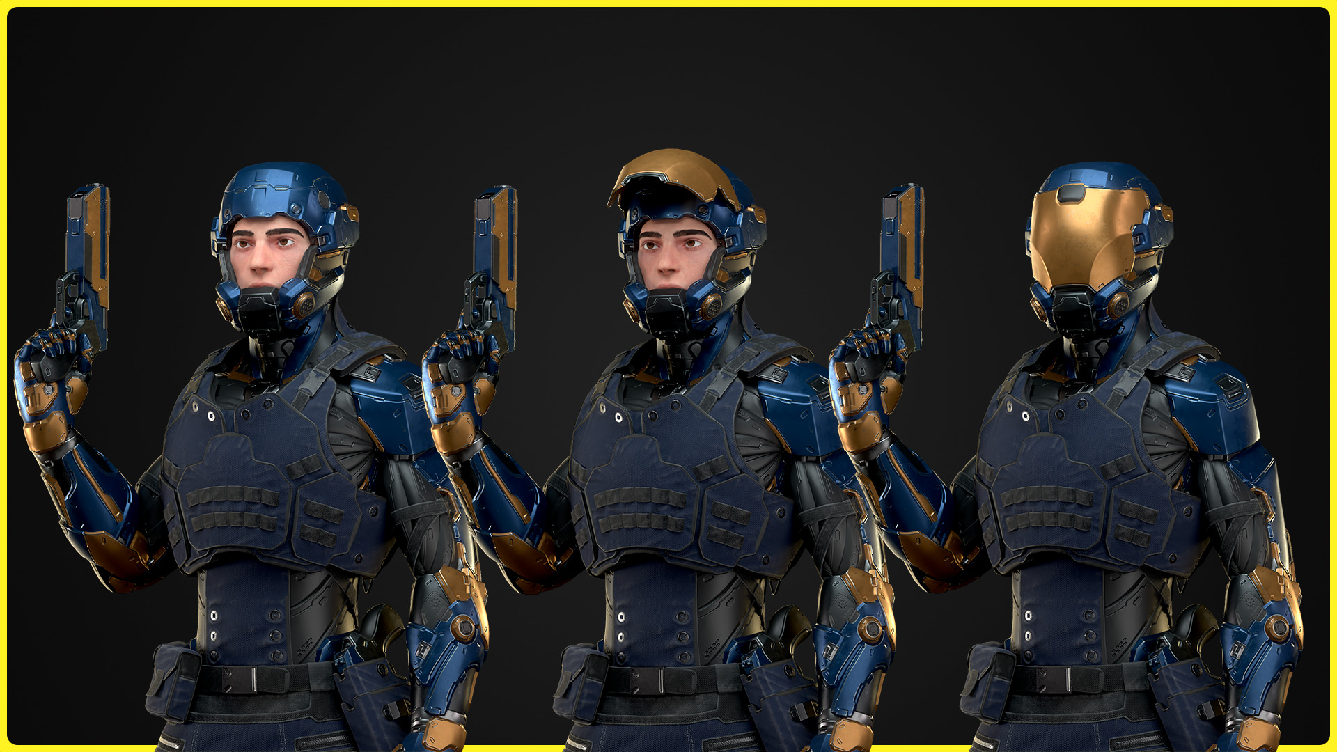 Modular Sci-fi Character 02 Low-poly 3D model_10