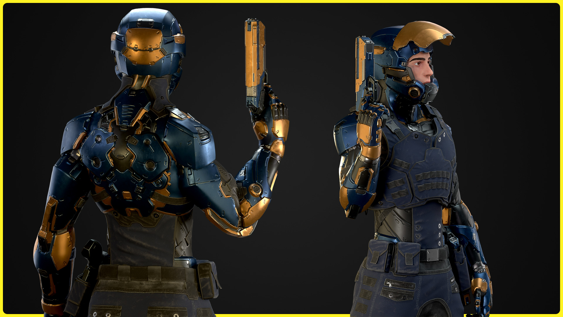 Modular Sci-fi Character 02 Low-poly 3D model_6