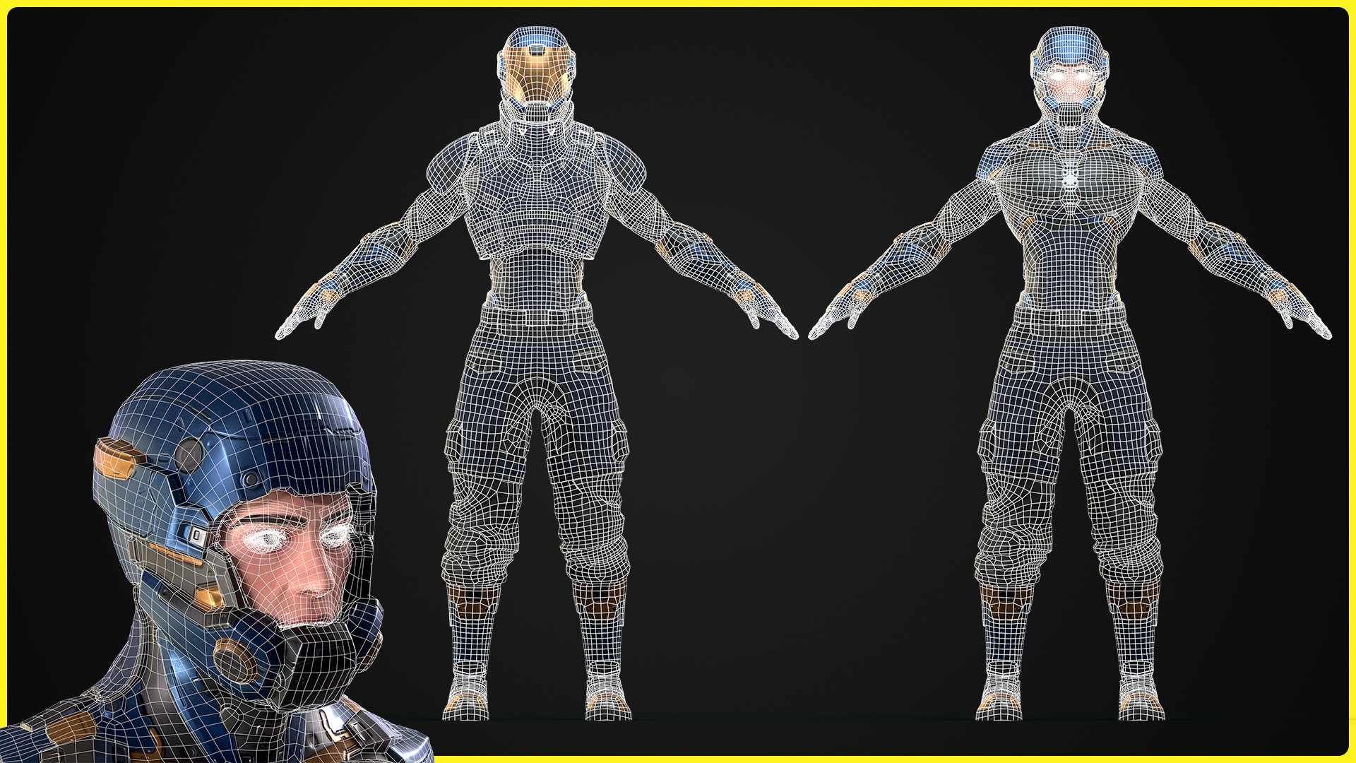 Modular Sci-fi Character 02 Low-poly 3D model_19