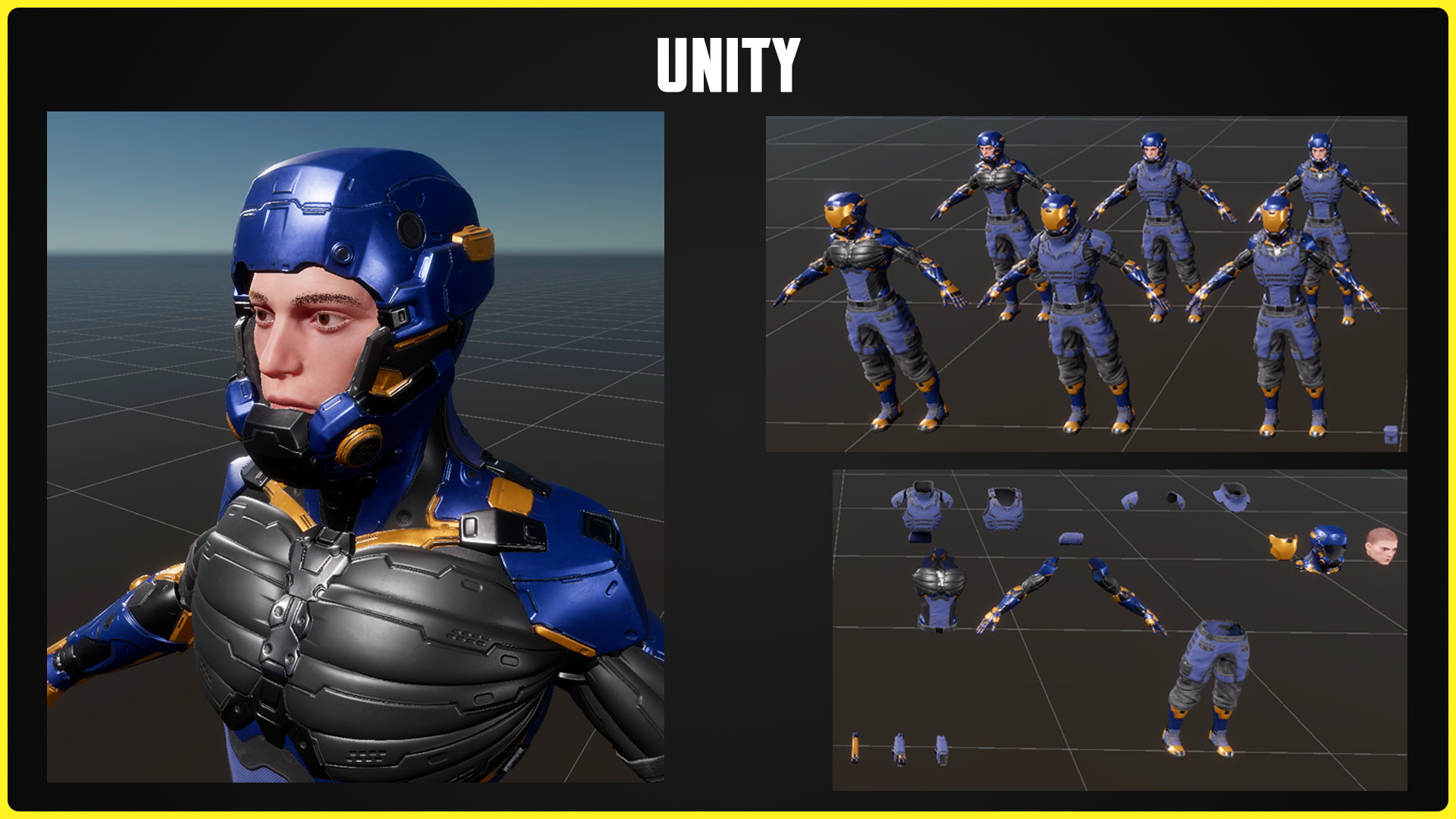 Modular Sci-fi Character 02 Low-poly 3D model_15