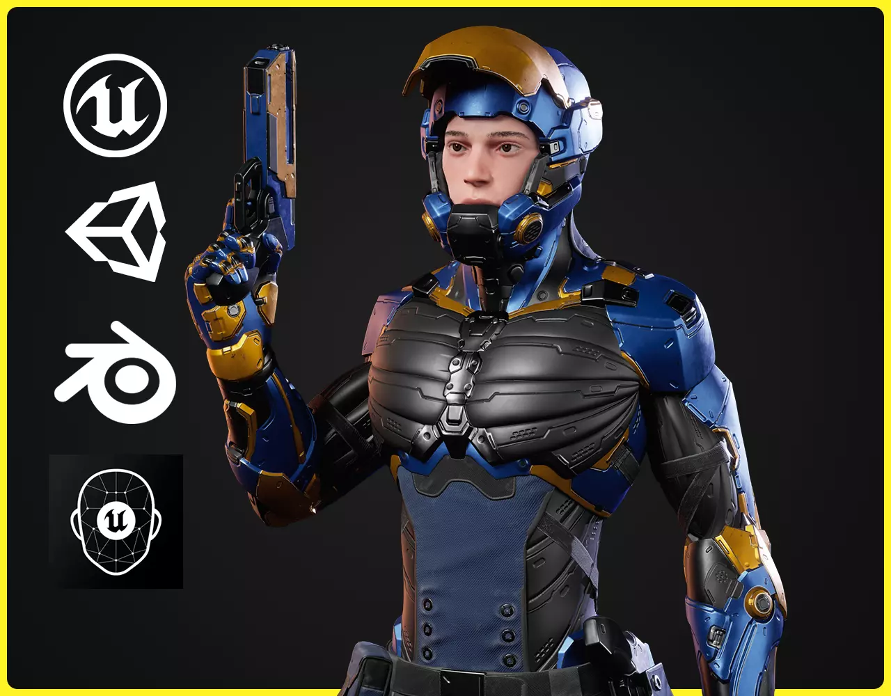 Modular Sci-fi Character 02 Low-poly 3D model_0