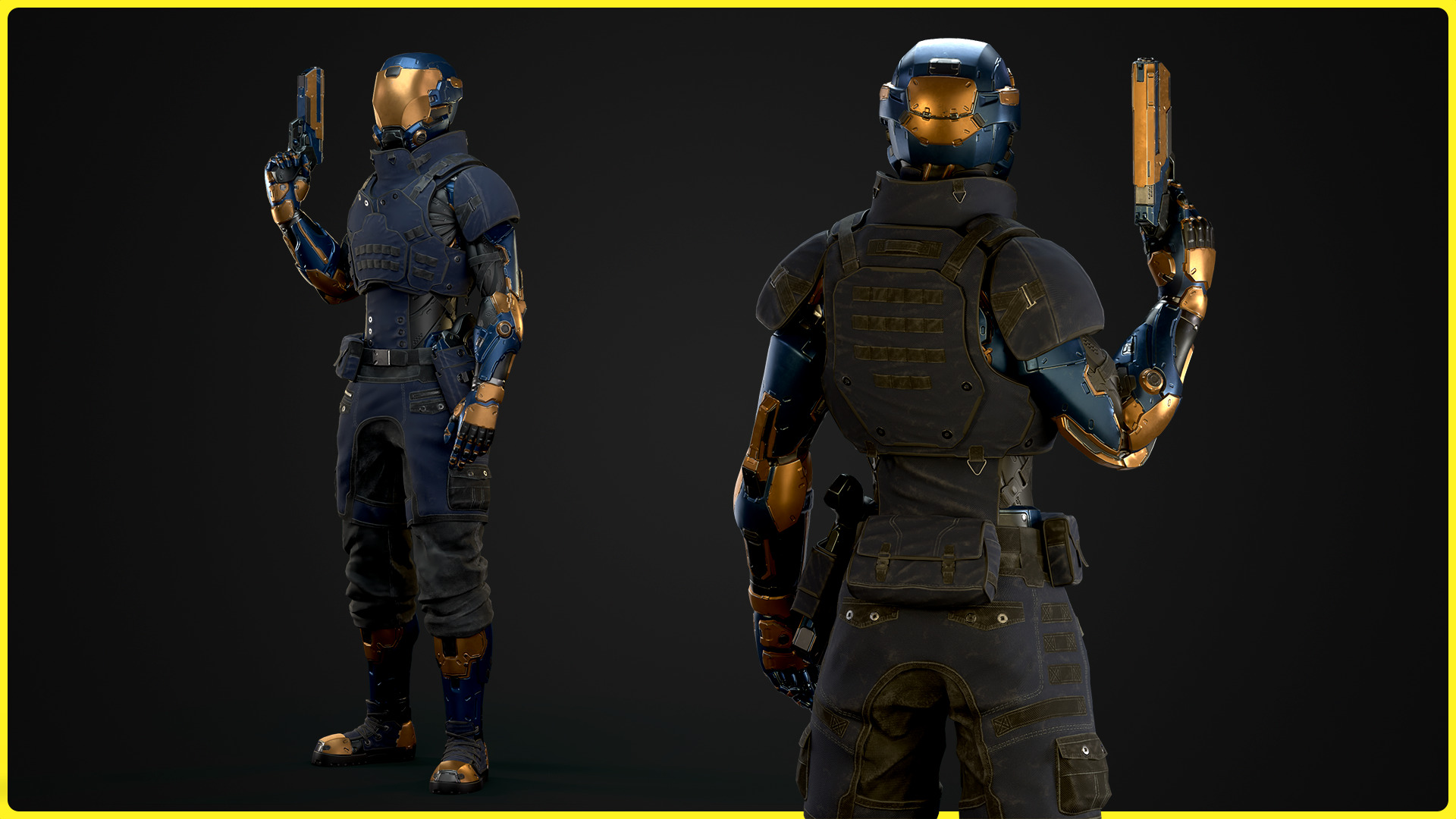 Modular Sci-fi Character 02 Low-poly 3D model_7