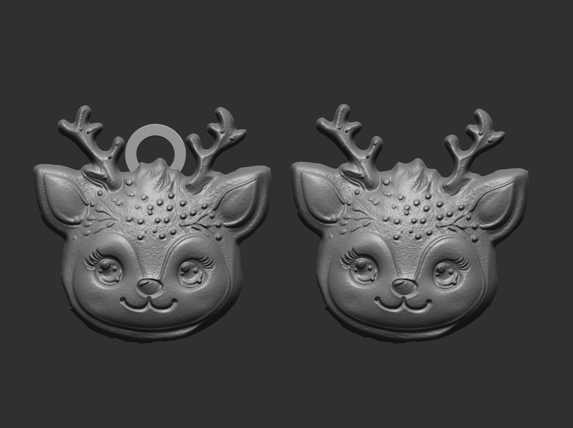 christmas cute deer face decor  3D print model_1