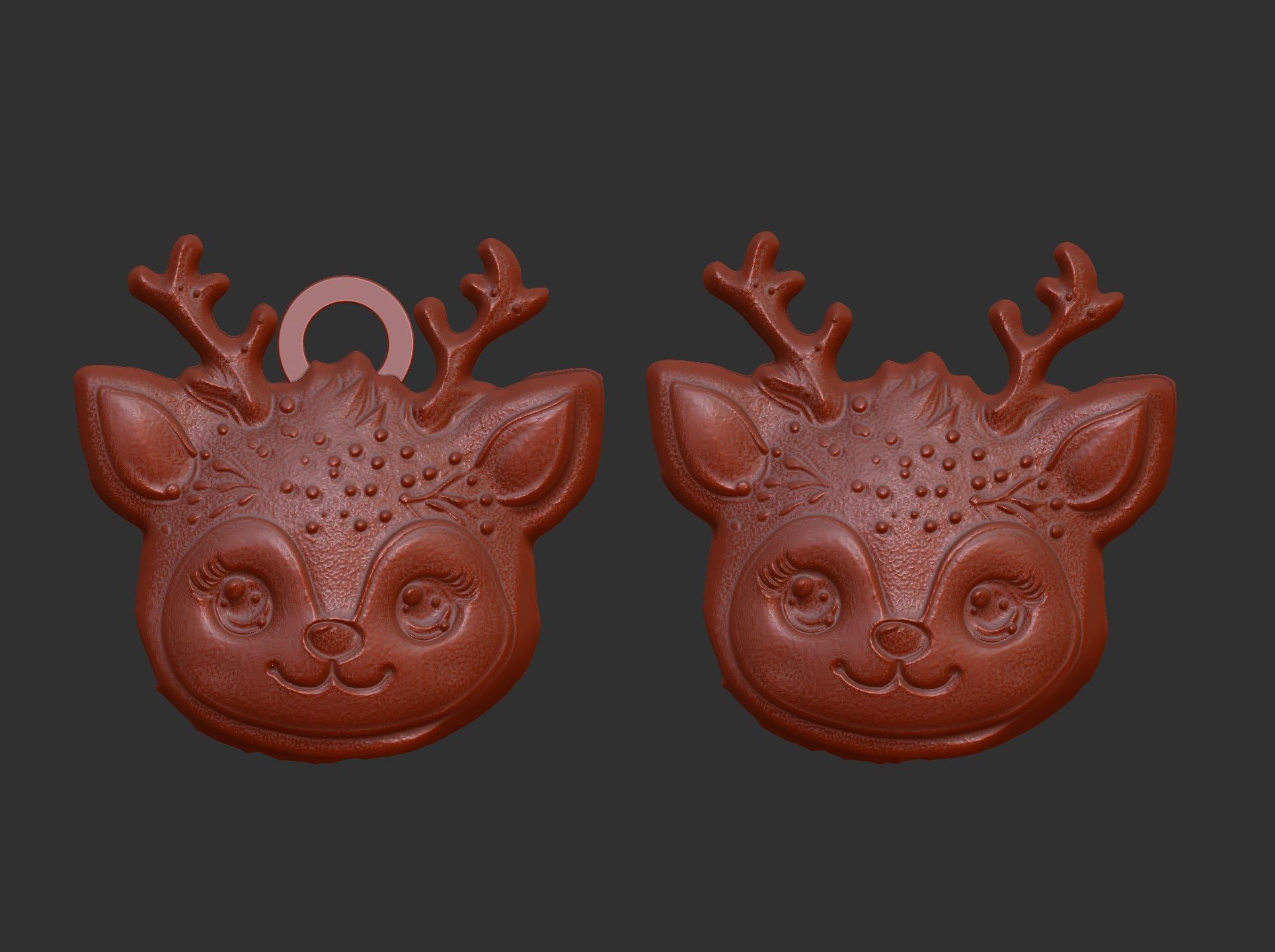 christmas cute deer face decor  3D print model_2