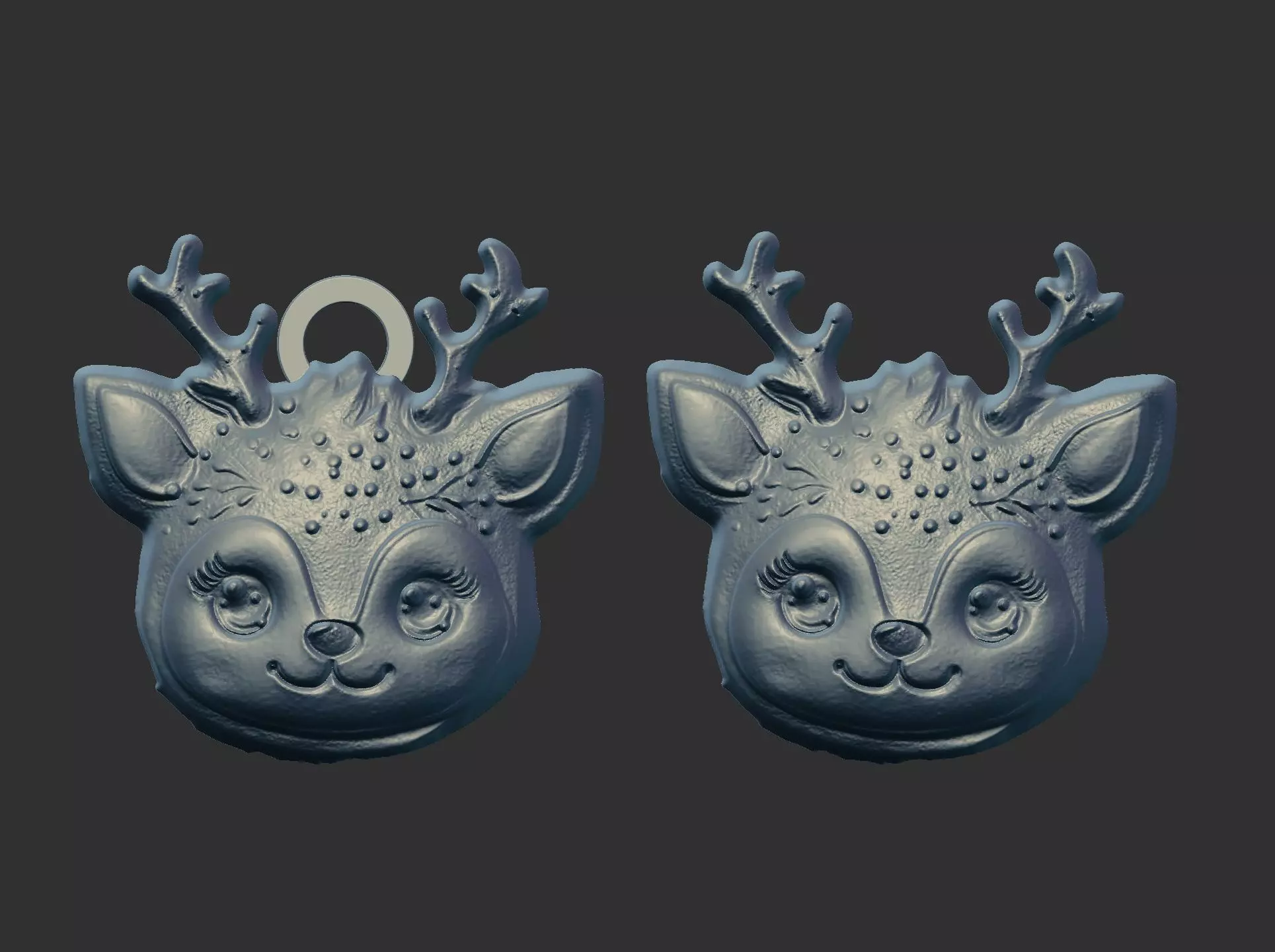 christmas cute deer face decor  3D print model_0