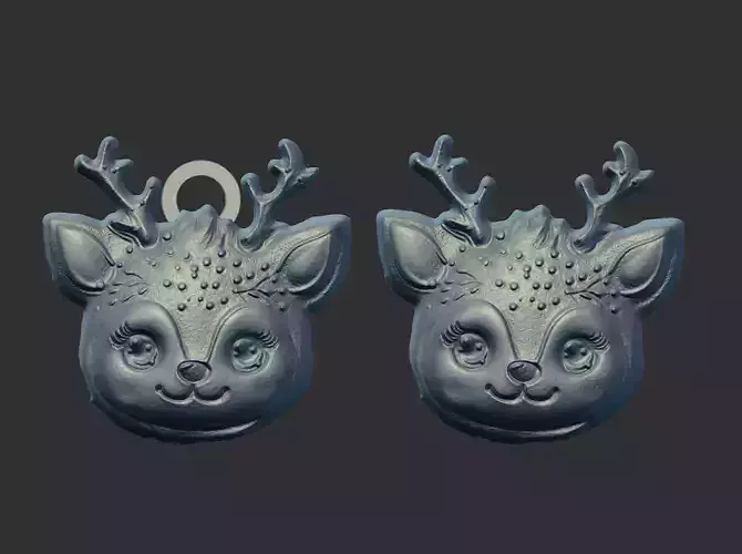 christmas cute deer face decor  3D print model