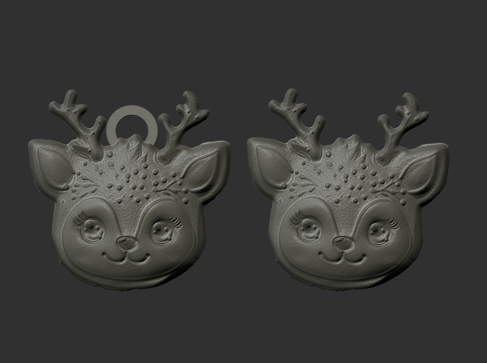 christmas cute deer face decor  3D print model_3