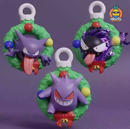 Pokemon - Gastly Haunter and Gengar Christmas Decoration  3D print model