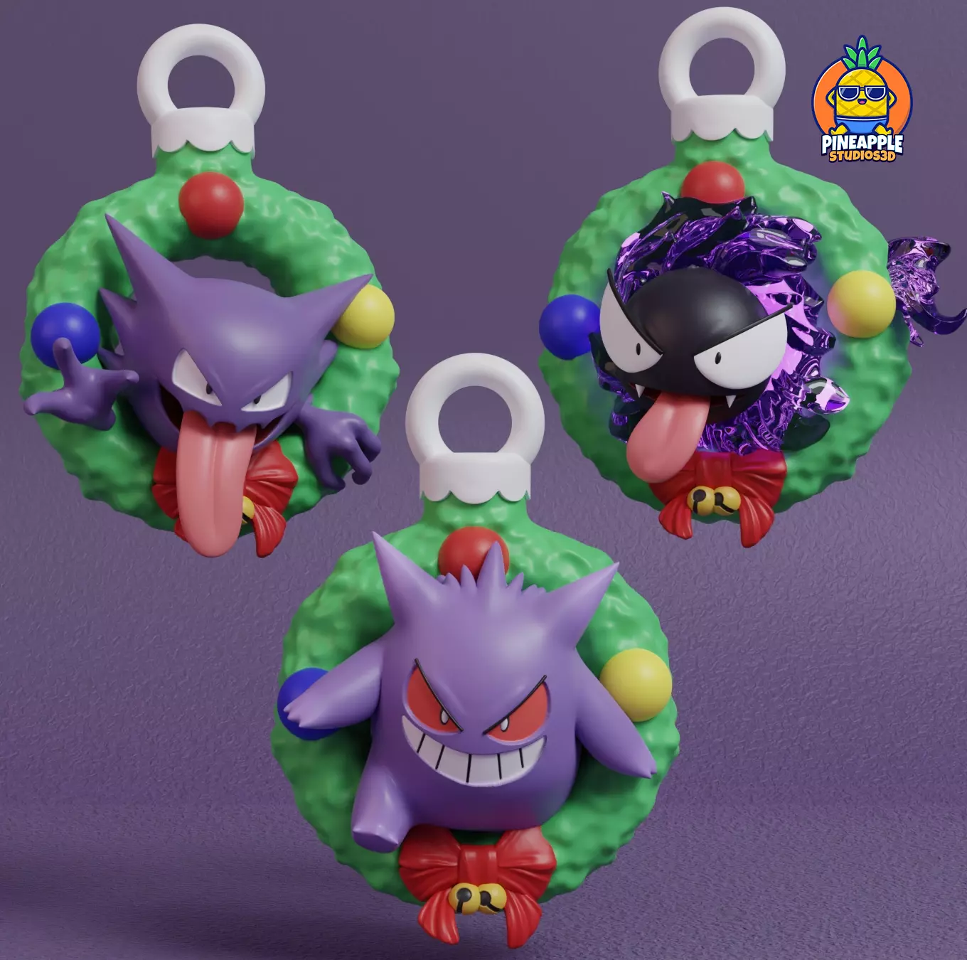 Pokemon - Gastly Haunter and Gengar Christmas Decoration  3D print model_0
