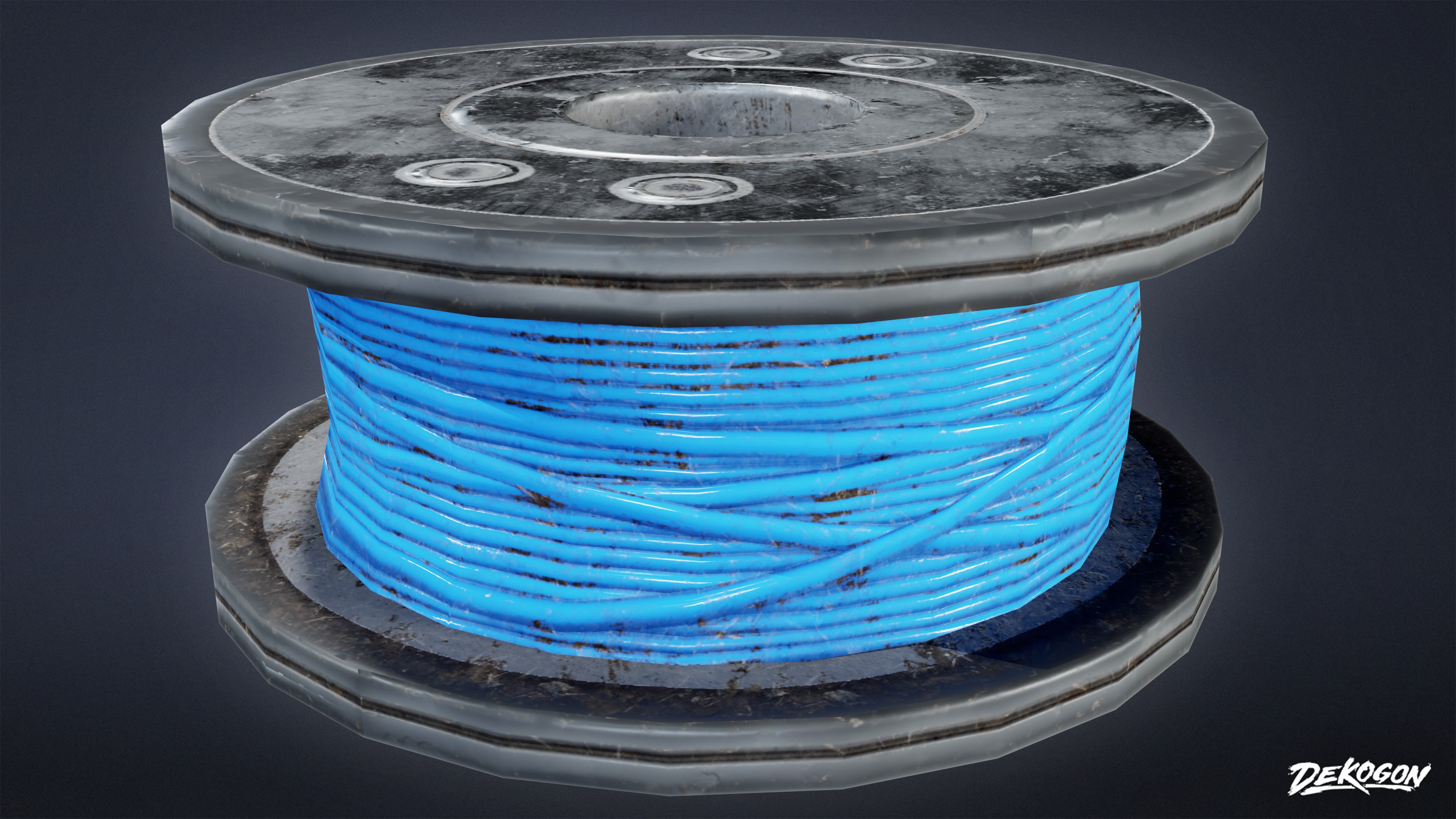 CONSTRUCTION - Plastic Wire Spool 01 - LOW POLY Low-poly 3D model_5