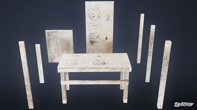 CONSTRUCTION - Plywood Bench and Boards 01 - LOW POLY Low-poly 3D model