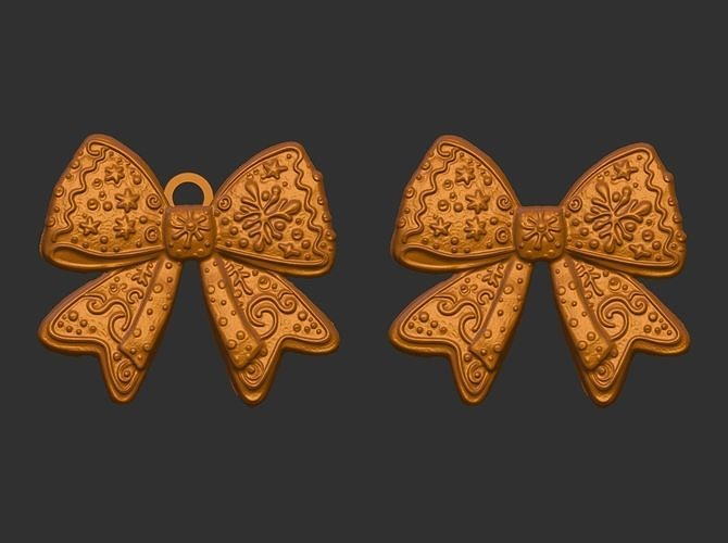 christmas ribbon bow decor  3D print model